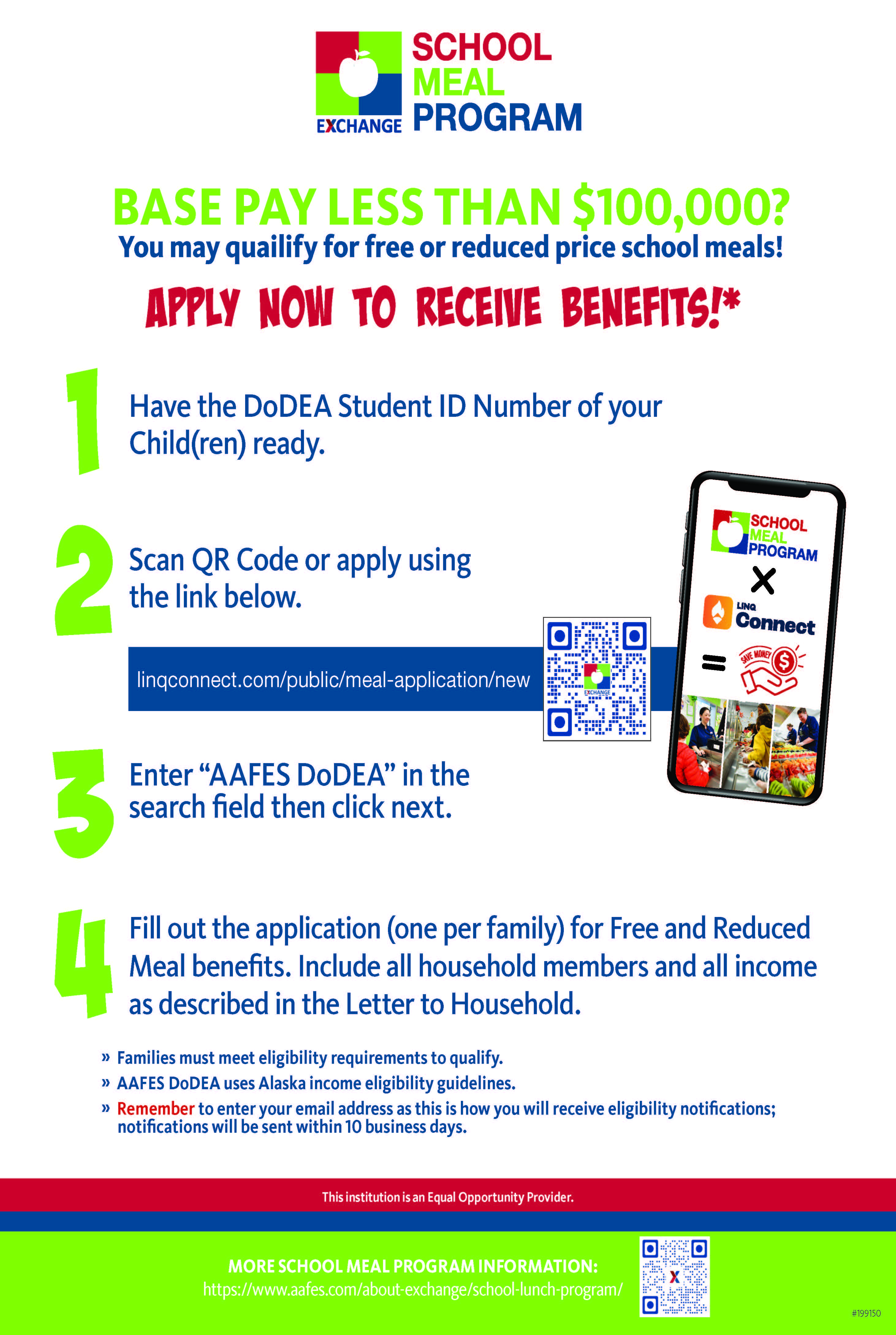 Register your child for free or reduced lunch. You need their ID number to sign up. Contact the school with questions.
